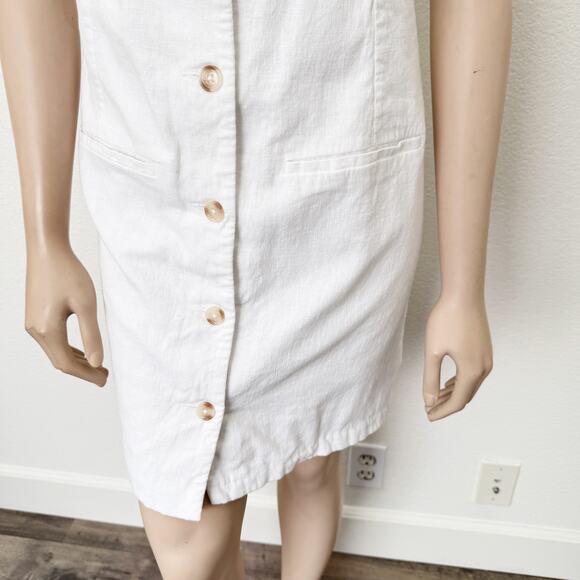 [Abercrombie & Fitch] White Square Neck Button Front Linen Mini Dress XXL Tall - Picture 8 of 12